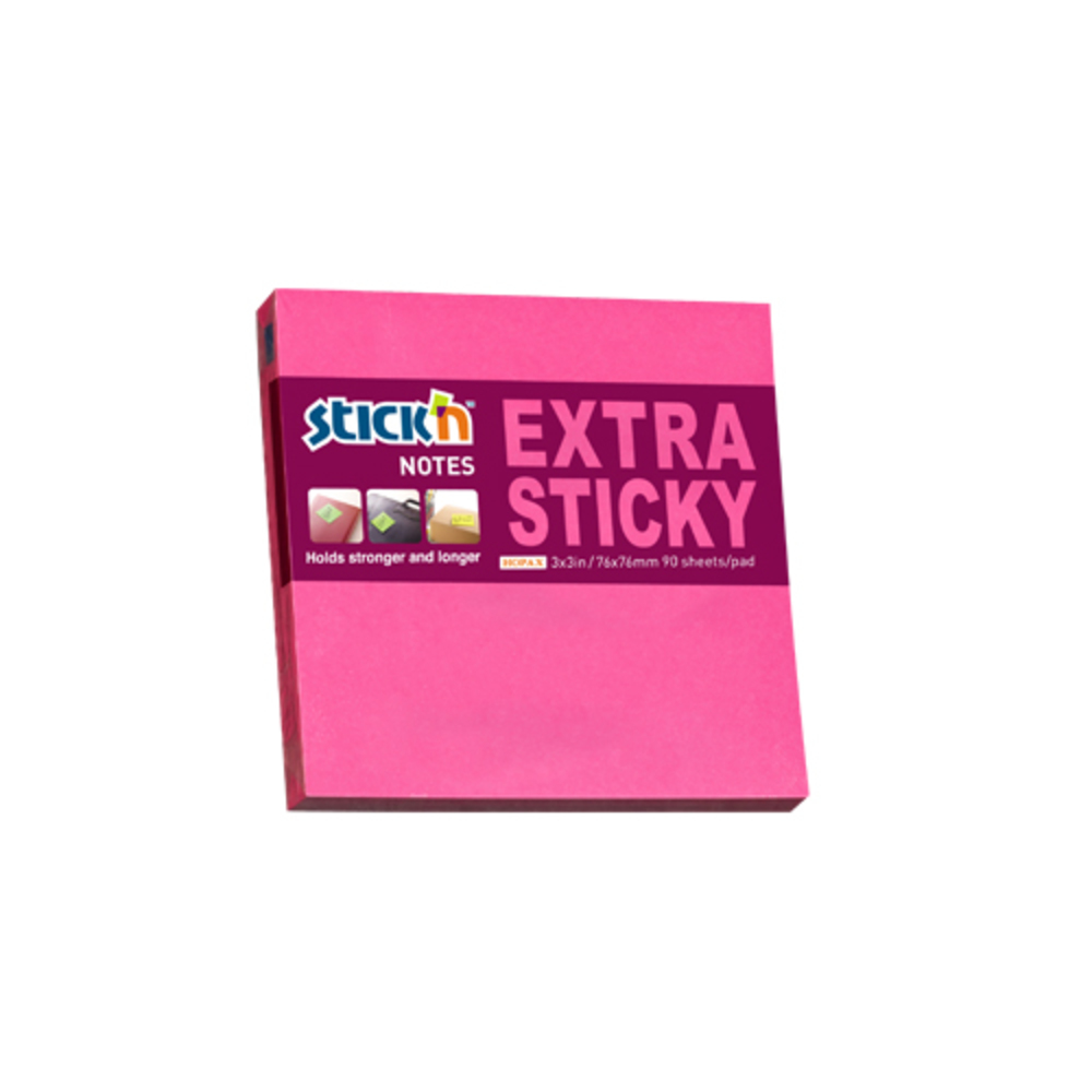 Notes autoadeziv extra-sticky 76 x  76mm, 90 file, Stick’n, magenta neon, Hopax