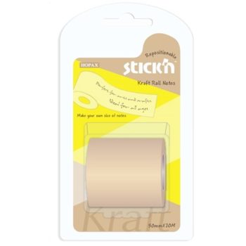 Notes autoadeziv in rola, cu dispenser, 50 mm x 10 m, Stick’n – kraft