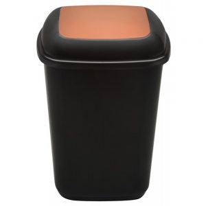 Coș plastic pentru reciclare selectivă, capacitate 90 l, Plafor Quatro, negru cu capac maro