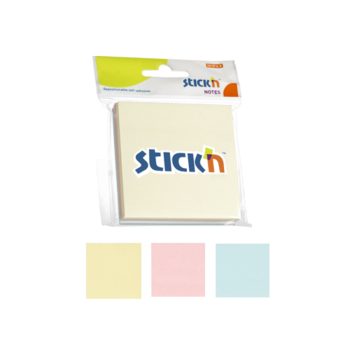 Notes autoadeziv 76 x  76 mm, 3 x 50 file/set, Stick’n, 3 culori pastel, Hopax