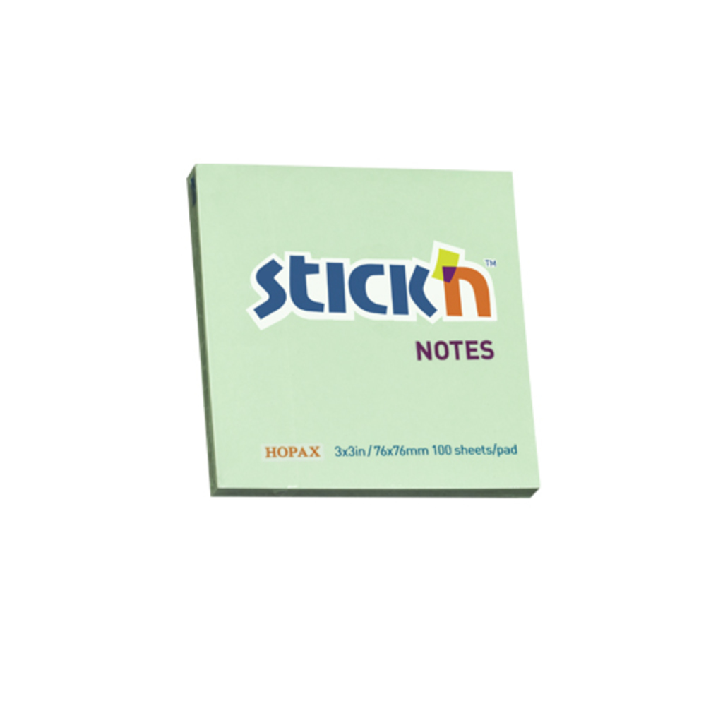 Notes autoadeziv 76 x  76 mm, 100 file, Stick’n, verde pastel, Hopax