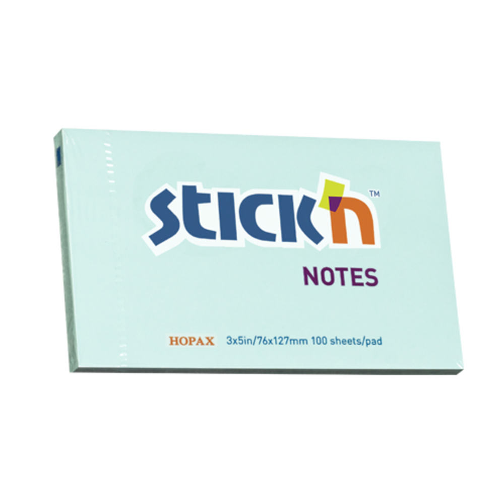 Notes autoadeziv 76 x 127 mm, 100 file, Stick’n, bleu pastel, Hopax