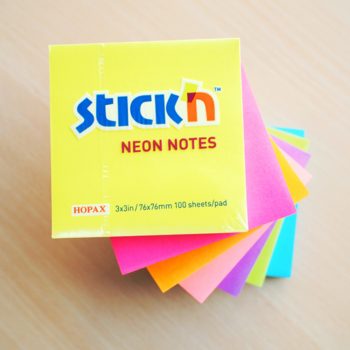 Notes autoadeziv 76 x  76 mm, 100 file, Stick’n, corai neon, Hopax