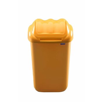 Cos plastic cu capac batant, pentru reciclare selectiva, capacitate 50l, Plafor, Fala, galben
