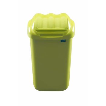 Cos plastic cu capac batant, pentru reciclare selectiva, capacitate 50l, Plafor, Fala, verde