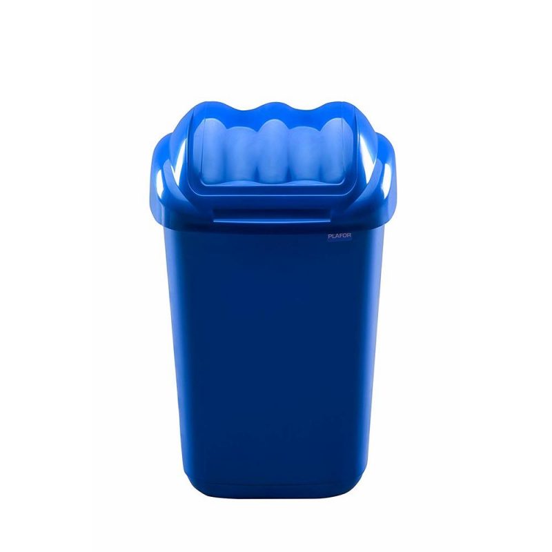 Cos plastic cu capac batant, pentru reciclare selectiva, capacitate 50l, Plafor, Fala, albastru