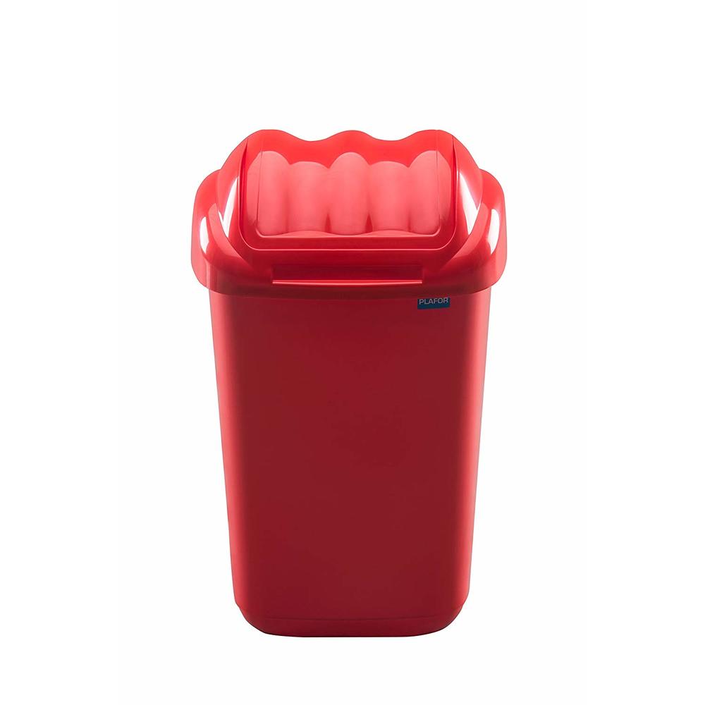Cos plastic cu capac batant, pentru reciclare selectiva, capacitate 50l, Plafor, Fala, roșu