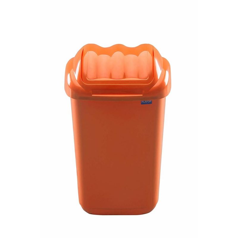 Cos plastic cu capac batant, pentru reciclare selectiva, capacitate 50l, Plafor, Fala, portocaliu