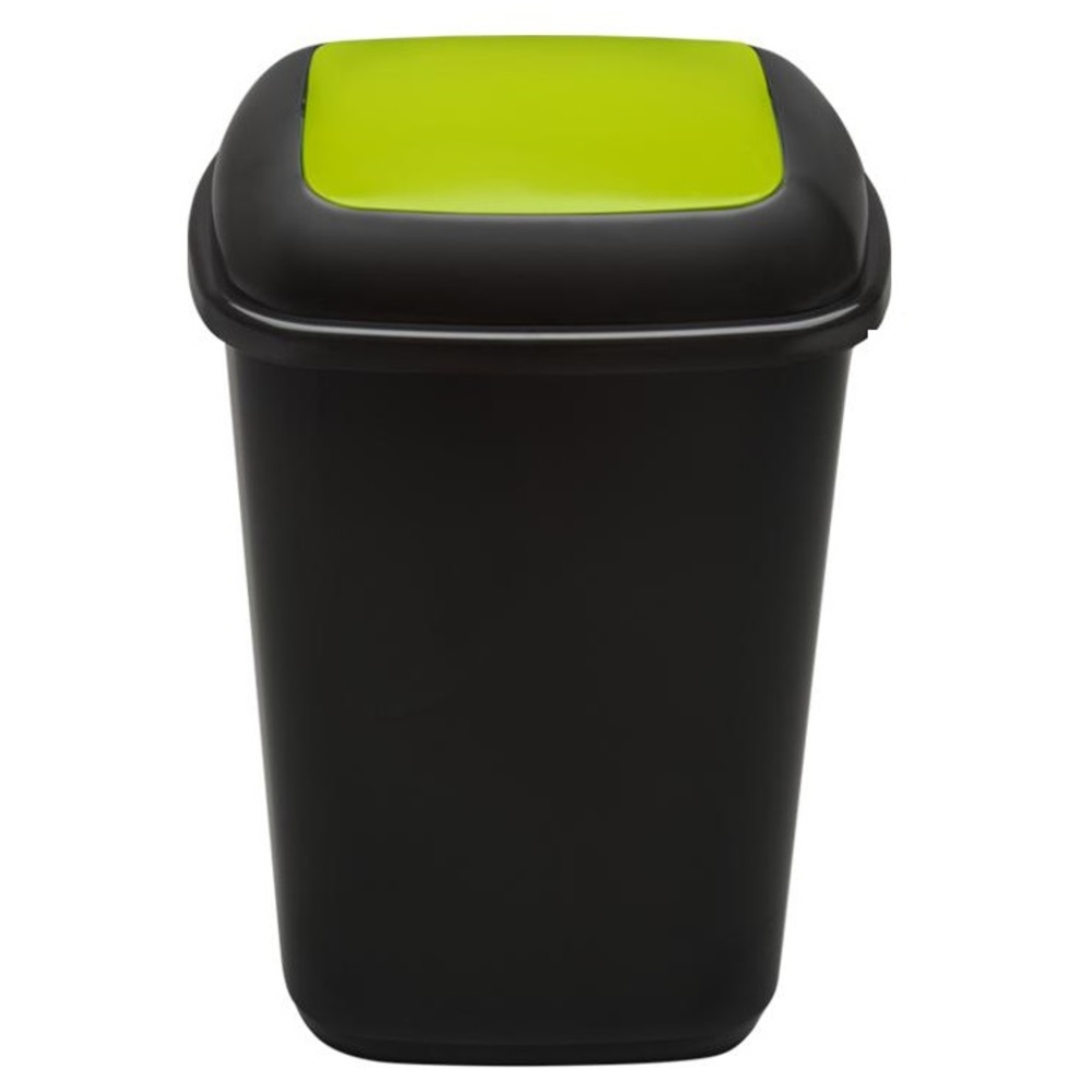 Cos plastic pentru reciclare selectiva, capacitate 28l, Plafor Quatro, negru cu capac verde