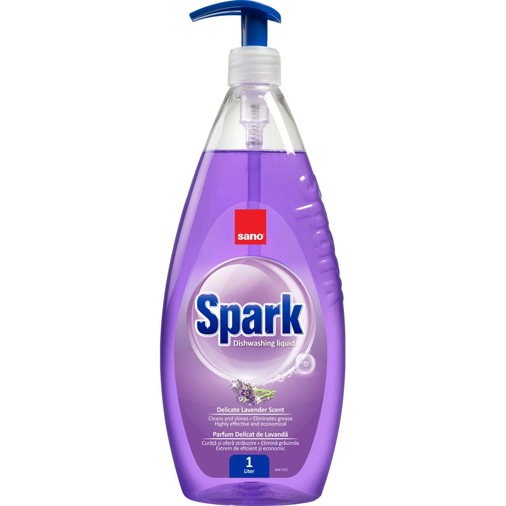 Detergent lichid pentru degresarea vaselor,1 litru, Sano Spark cu miros de lavanda
