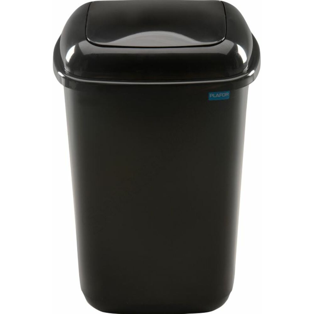 Coș plastic pentru reciclare selectivă, capacitate 90 l, Plafor Quatro, negru cu capac negru