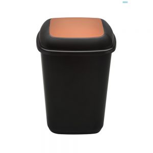 Coș plastic pentru reciclare selectivă, capacitate 28 l, Plafor Quatro, negru cu capac maro