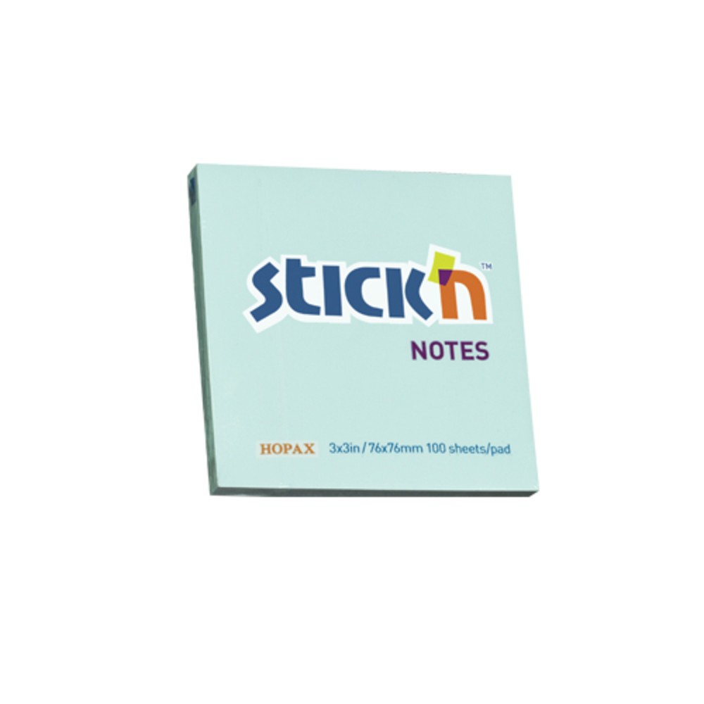 Notes autoadeziv 76 x  76 mm, 100 file, Stick’n, albastru pastel, Hopax