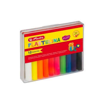 Plastilină herlitz, set 10 culori fluorescente, cutie plastic, Herlitz