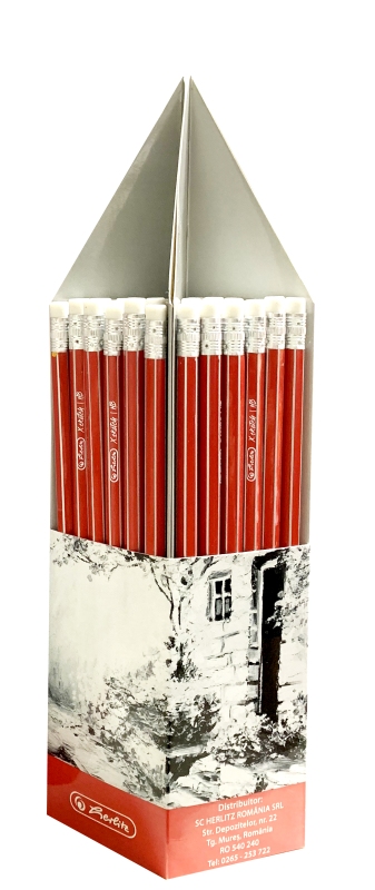 Creion grafit cu radieră x.Sketch, mină HB, display 126 bucăți, Herlitz