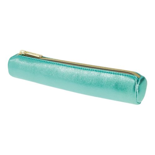 Necessaire rotund mini, dimensiune 21 x 4 x 4 cm, culoare Metallic turquoise