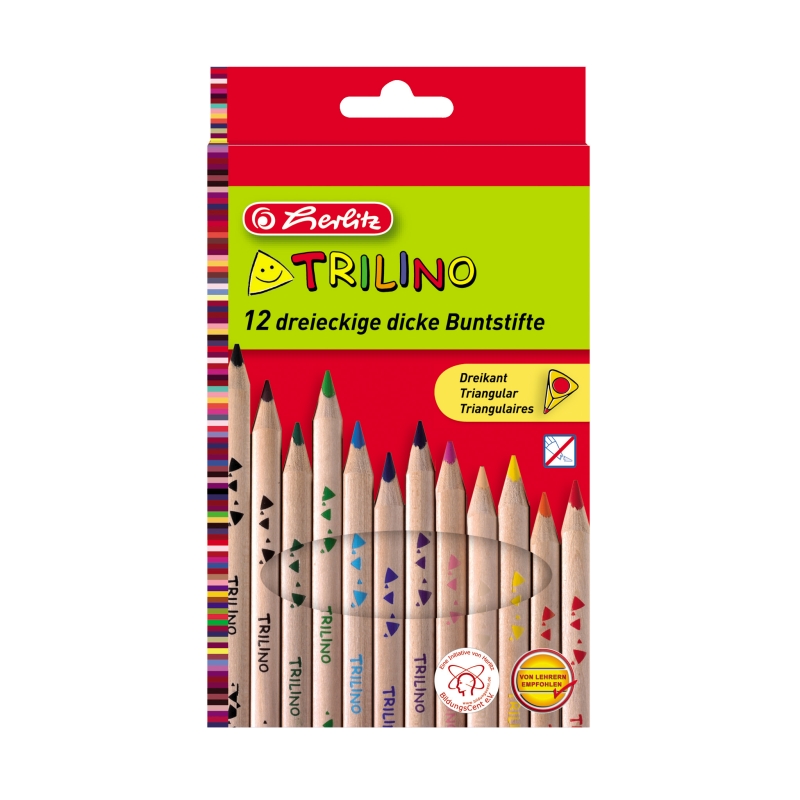 Creioane color 1/1 Trilino, secțiune triunghiulară, mărime Jumbo, set 12, Herlitz