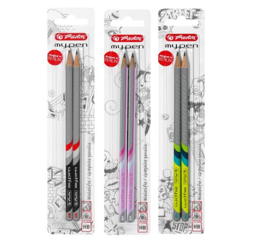 Creioane my.pen, mină HB, diverse combinații de culori, set 2 bucăți, Herlitz