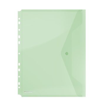Folie protecție A4 portret, închidere cu capsă, 4/set, 200 microni, verde transparent, Donau