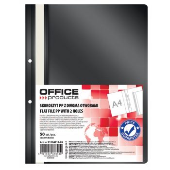 Dosar plastic PP, cu șină și găuri A4, negru, Office Products
