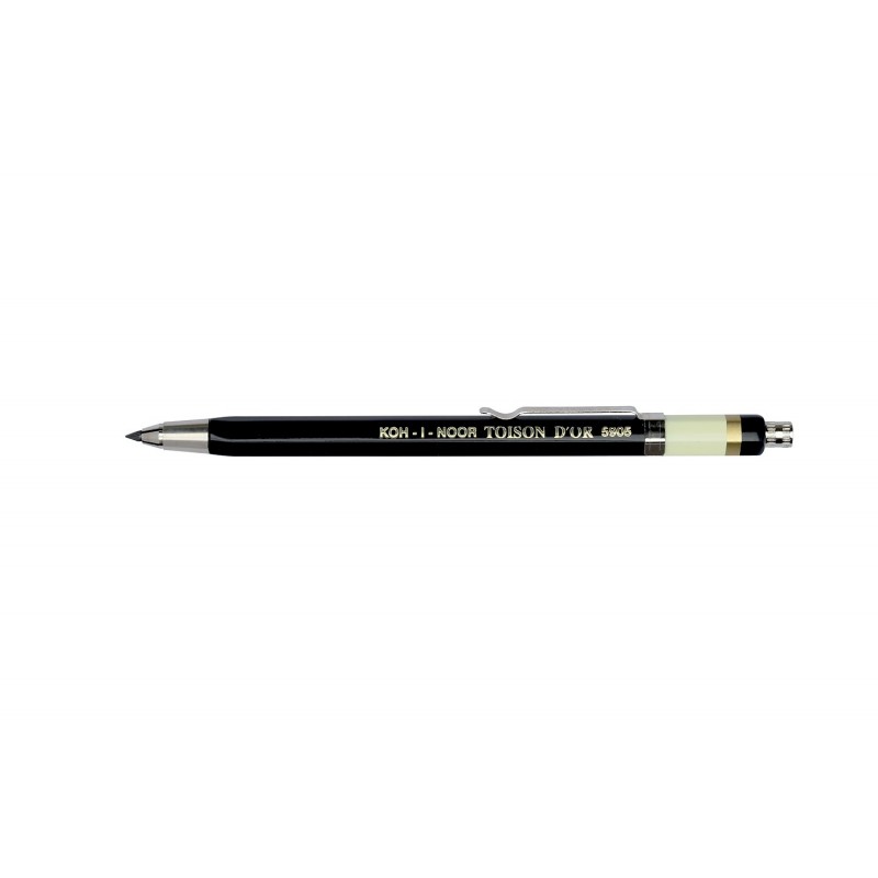 Creion mecanic 2,5 mm, metal, ascuțitoare 5 petale, l 144 mm, negru, Koh-I-Noor