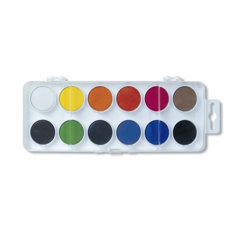 Set acuarela 12 culori, 22,5 mm, baza albă, Koh-I-Noor