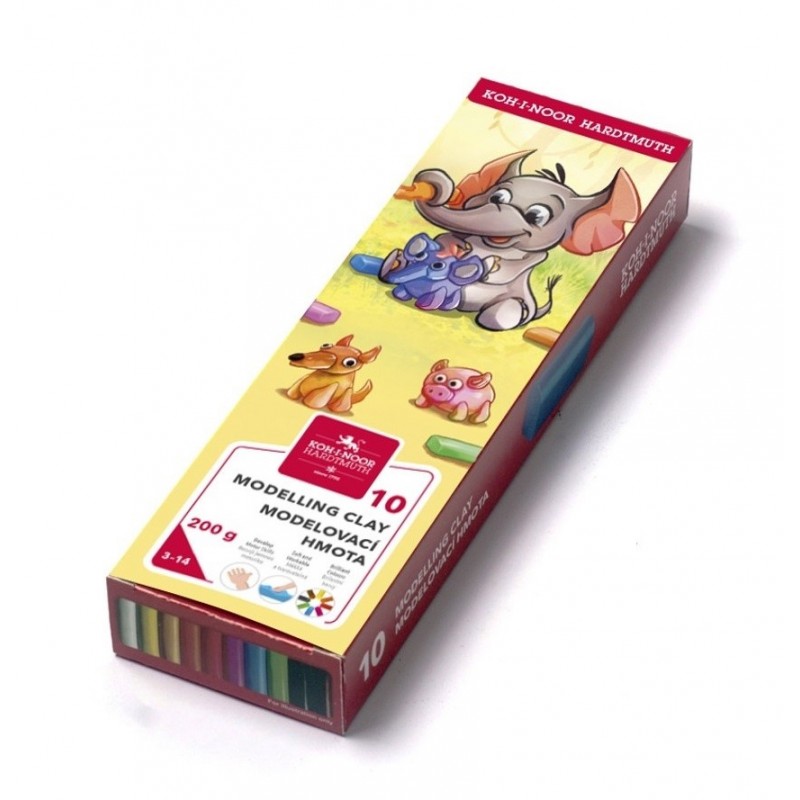 Plastilină 10 culori/cutie carton, 200g, Elefant, Koh-I-Noor