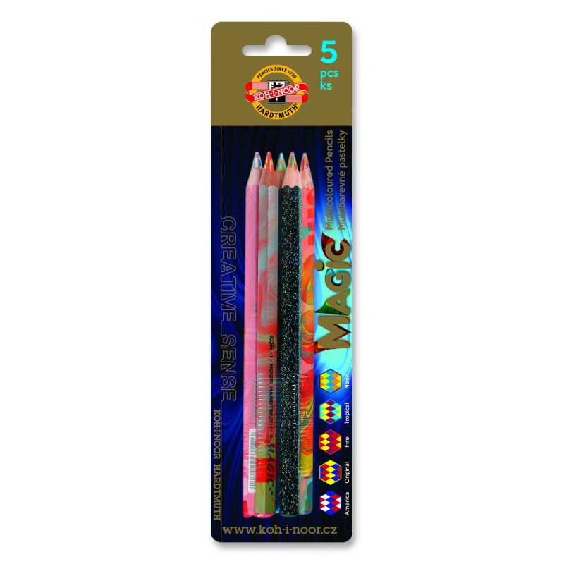Set 6 creioane colorate Jumbo Magic 5 buc/blister, Koh-I-Noor
