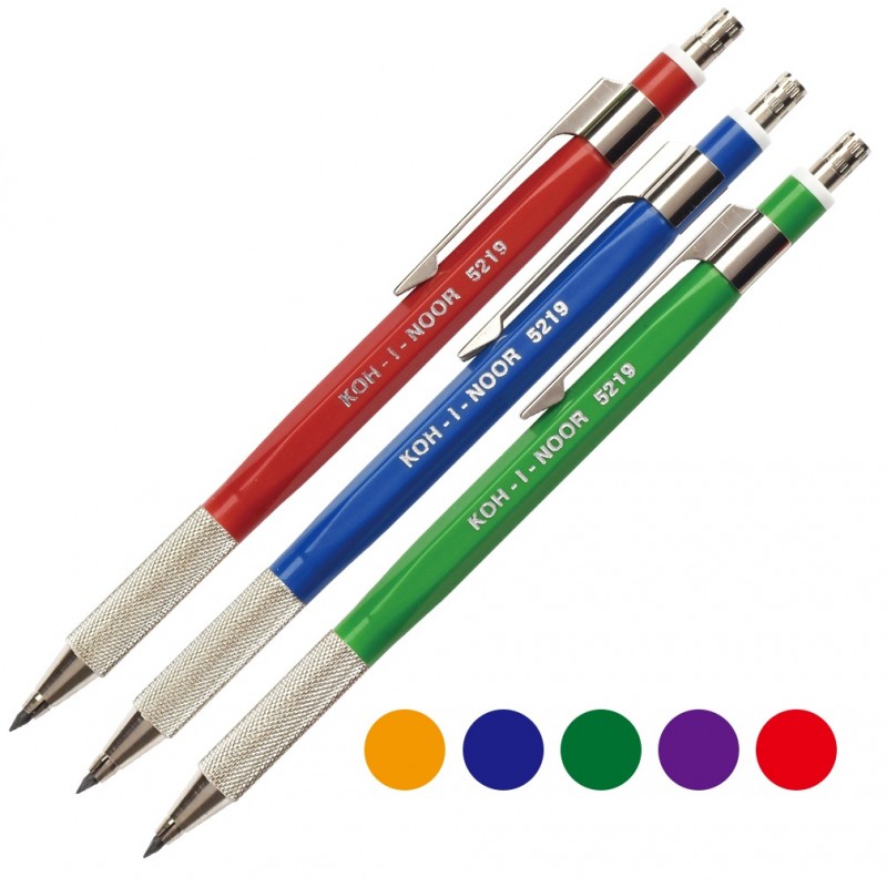 Creion mecanic 2 mm plastic, ascuțitoare 3 petale, grip, l 145 mm, negru, Koh-I-Noor