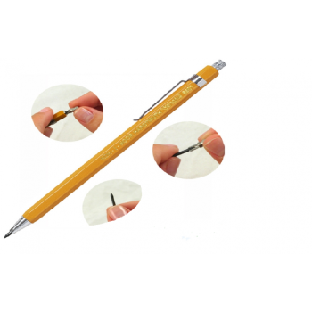 Creion mecanic 2 mm metal,, ascuțitoare 3 petale, l 142 mm, galben, Koh-I-Noor
