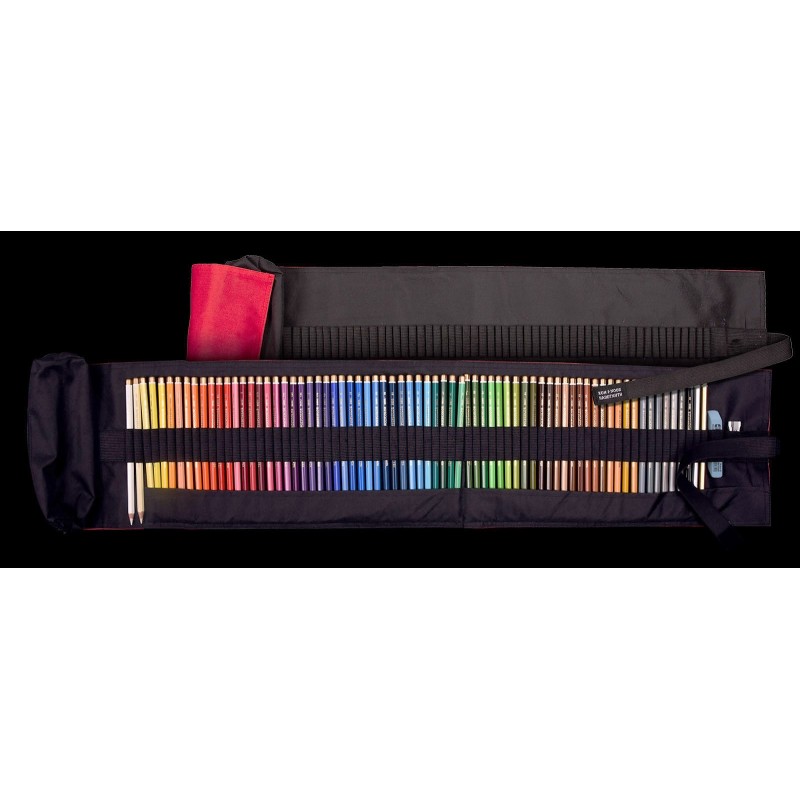 Penar echipat Roll-up, 72 creioane colorate, ascuțitoare, gumă roșu tubular, Koh-I-Noor