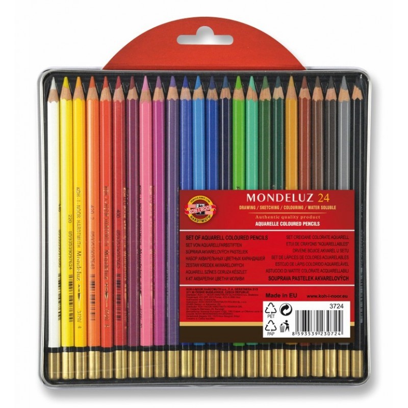 Seturi creioane color Aquarell MONDELUZ, cutie metalică, Koh-I-Noor
