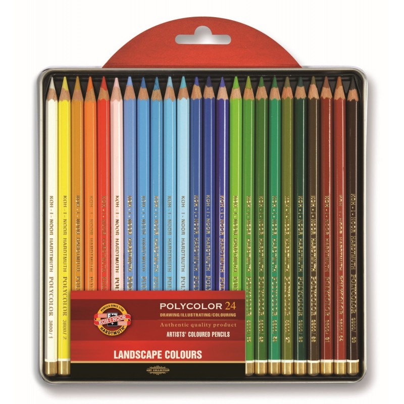 Set 24 creioane color Polycolor Landscape, cutie metalică, Koh-I-Noor