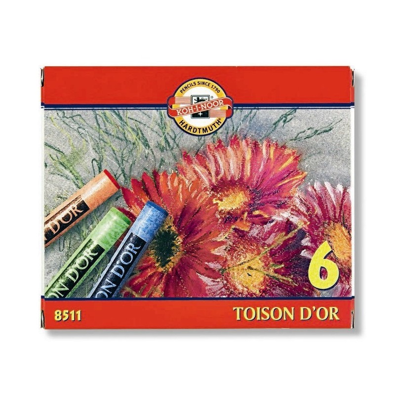 Set cretă uscată rotundă Toison D’or, 6 culori, FLORI, Koh-I-Noor
