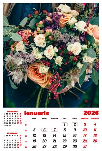 Calendar de perete 2026, Buchete, Darcom