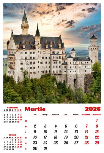 Calendar de perete 2026, Castele, Darcom