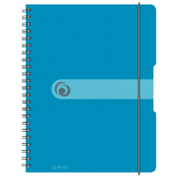 Caiet A4 80 file spirală, elastic, perforat EOTG, coperta PP, albastru transparent, Herlitz