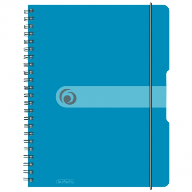 Caiet A4 80 file spirală, elastic, perforat EOTG, coperta PP, albastru transparent, Herlitz