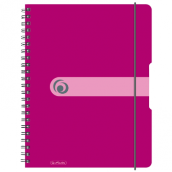 Caiet A4 80 file spirală, elastic, perforat EOTG, coperta PP, fucsia opac, Herlitz