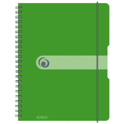 Caiet A4 80 file spirală, elastic, perforat EOTG, coperta PP, verde opac, Herlitz