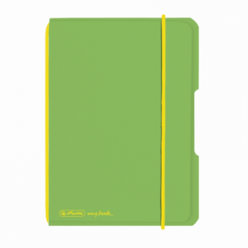 Caiet My.Book flex A6 40 file, pătrățele, verde deschis transparent cu logo galben, Herlitz