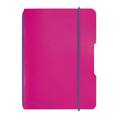 Caiet My.Book flex A6, 40 file, 80 g/mp, pătrățele, coperta PP, fucsia cu elastic violet, Herlitz