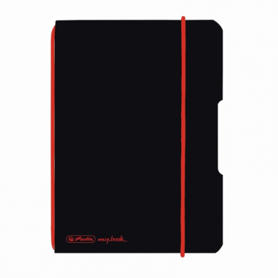 Caiet My.Book flex A6, 40 file, pătrățele, negru cu logo roșu, Herlitz