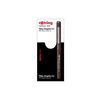 Liner calibrat cu tuș Rotring Tikky Graphic 0.2 mm Black, Rotring