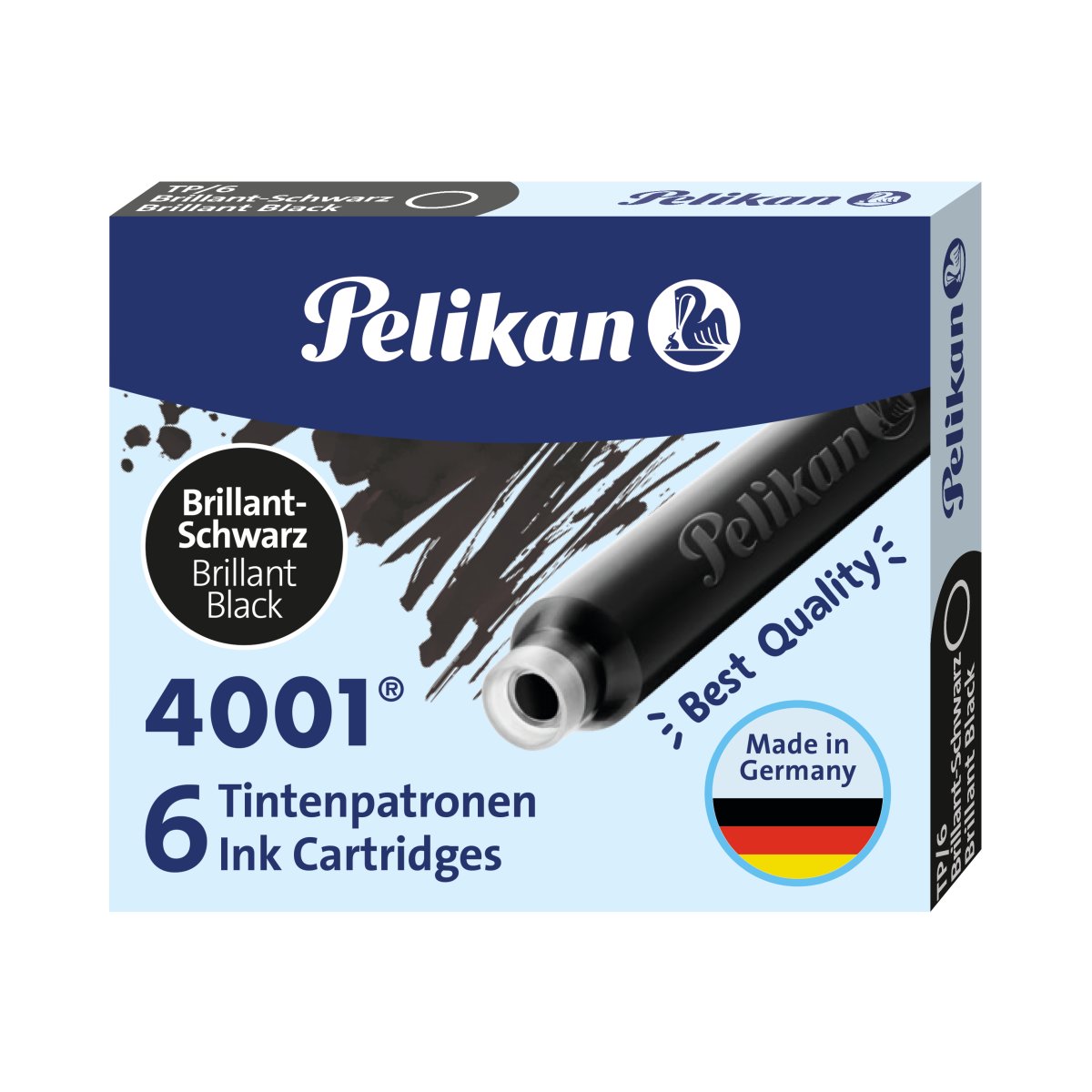 Patroane 4001 mici cerneală, set 6, negru lucios, Pelikan