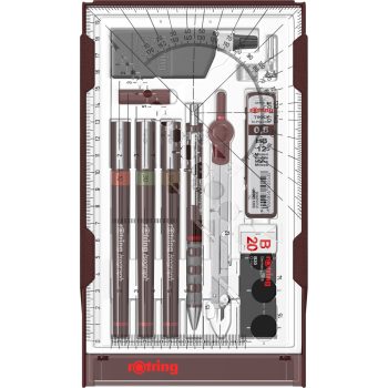 Set Isograph, 3 trăgător cu tuș Rotring, 0.1 / 0.3 / 0.5 mm, Master