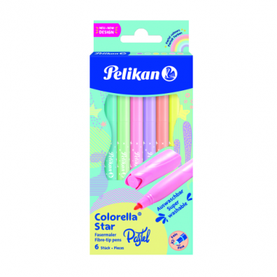 Carioca Colorella Star C302 pastel, set 6 culori, blister, Pelikan