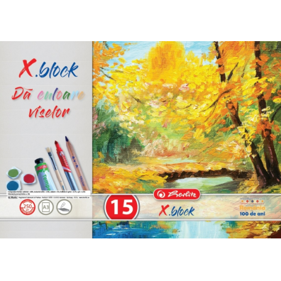 Bloc desen X.Block A3, 15 file, 250 g/mp, policrom, Herlitz