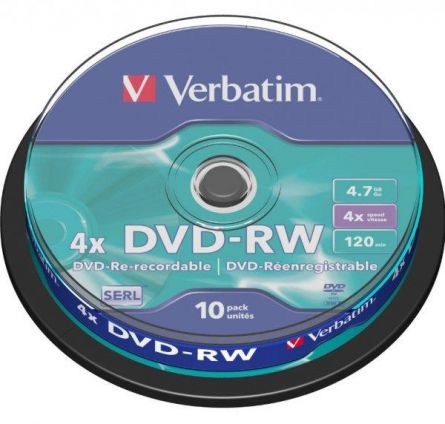 DVD-RW 10/set, Verbatim, 4.7GB, 4X 43552