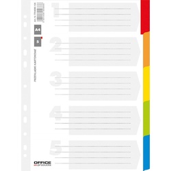 Separatoare carton alb cu margine color, A4, 170g/mp, 5 culori/set, Office Products
